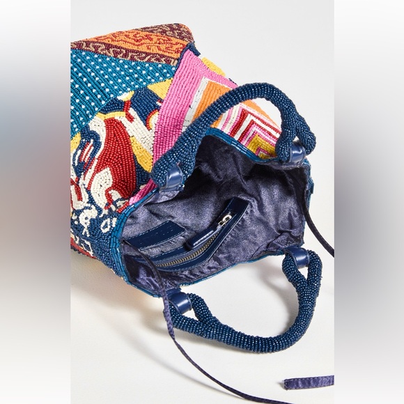 πΊπHPππΊ NWT Staud Beaded Cote Bag Patchwork Foulard πRare Findπ - Picture 16 of 16